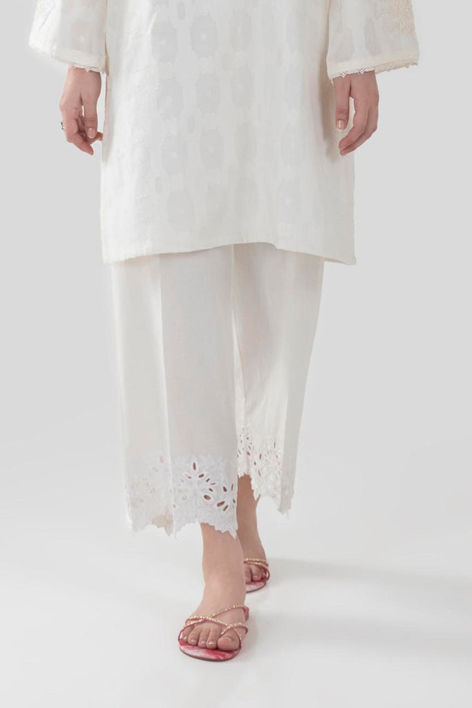 Stitched White Embroidered Culotte