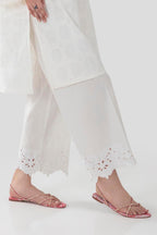 Stitched White Embroidered Culotte