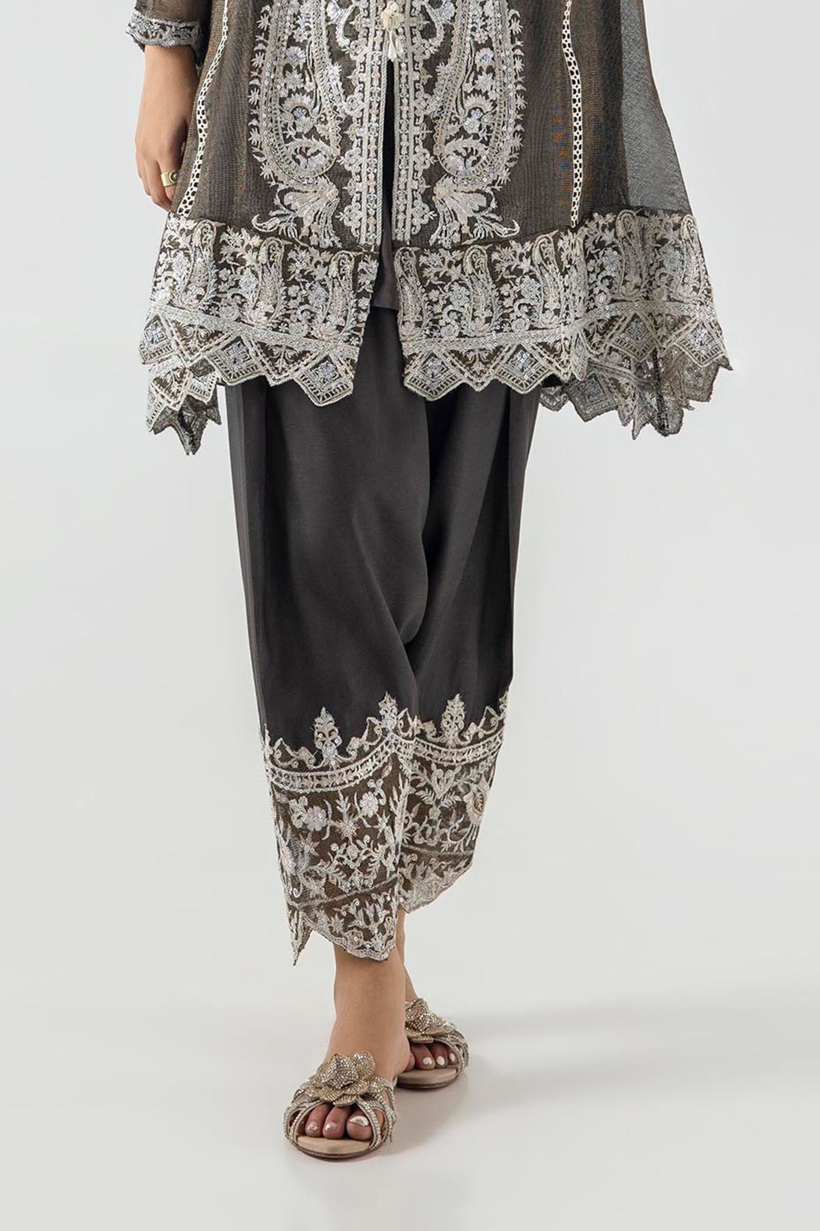 Stitched Charcoal Embroidered Shalwar Main image
