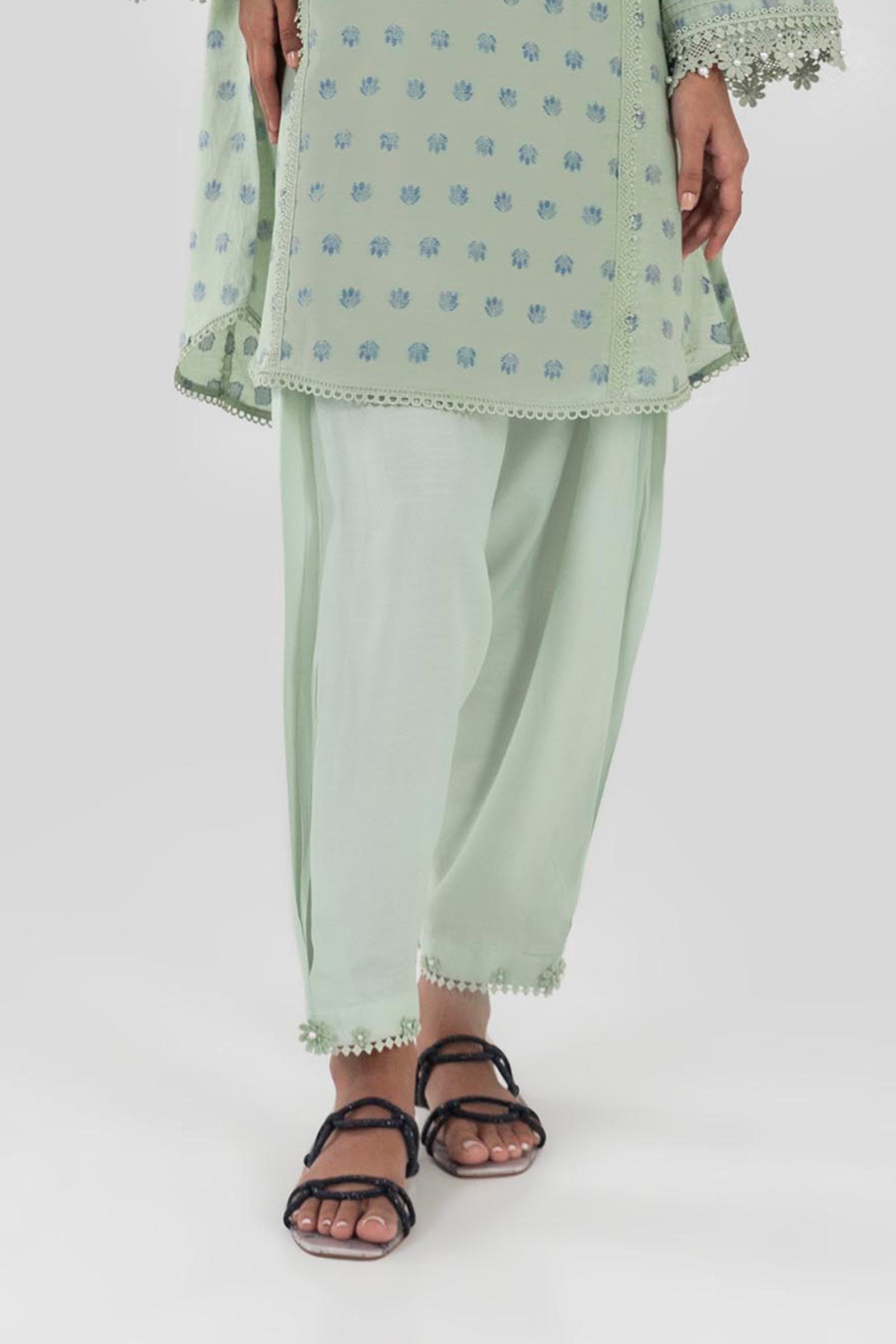 Stitched Green Printed Shalwar Main image