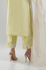 Stitched Light Yellow Embroidered Culotte