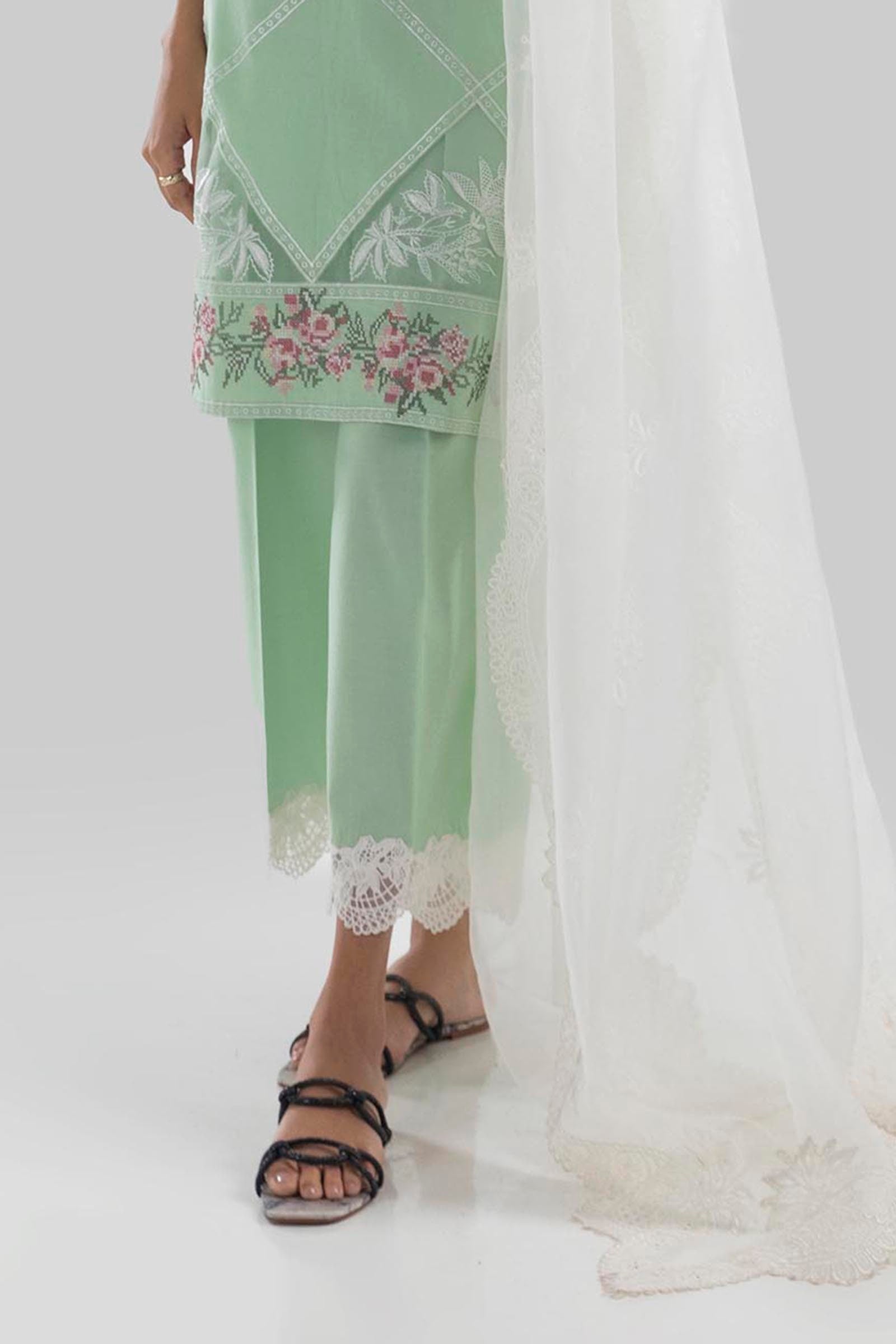 Stitched Green Culotte Main image