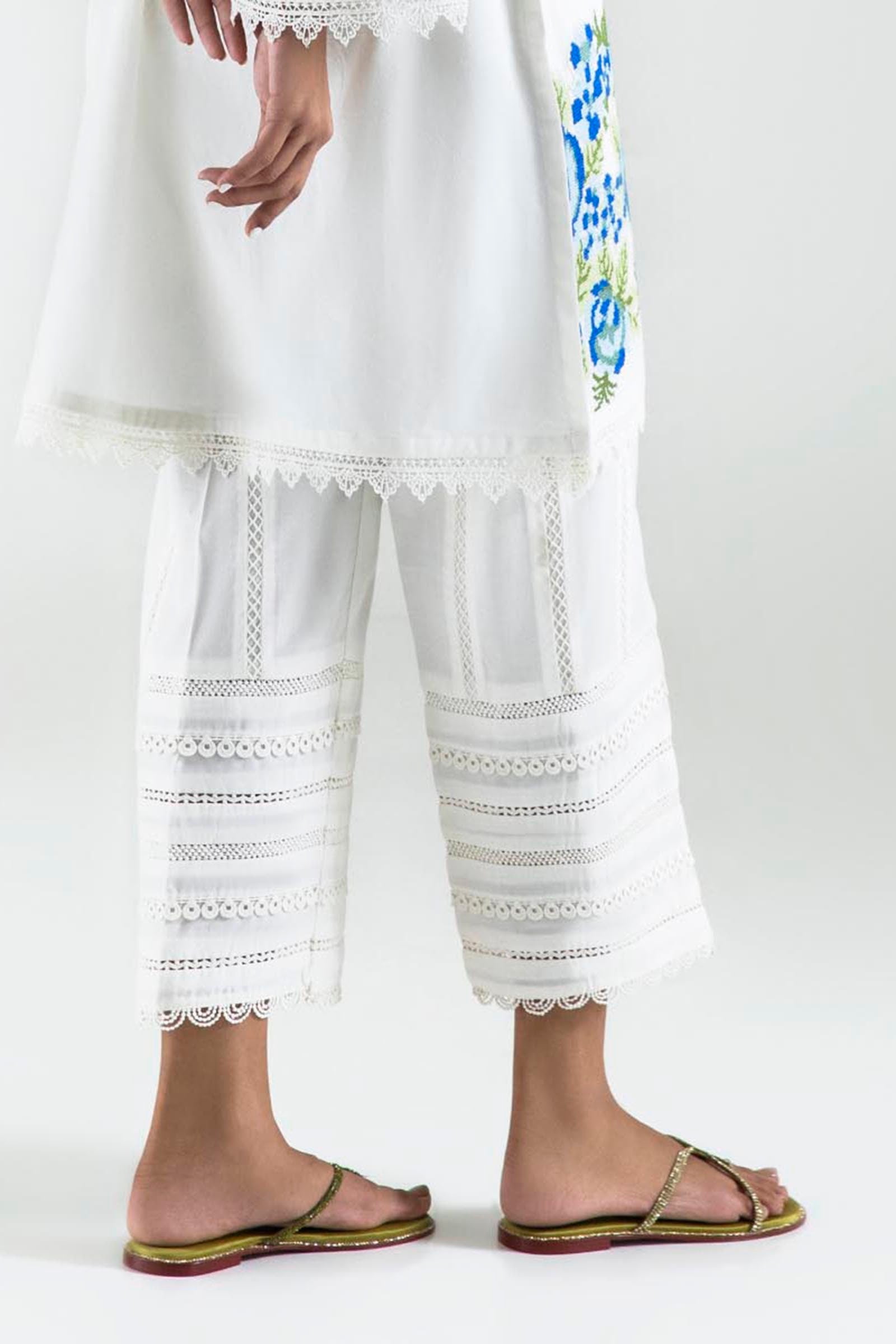 Stitched Off White Culotte Secondary image