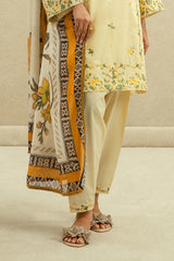 Stitched Light Yellow Embroidered Shalwar