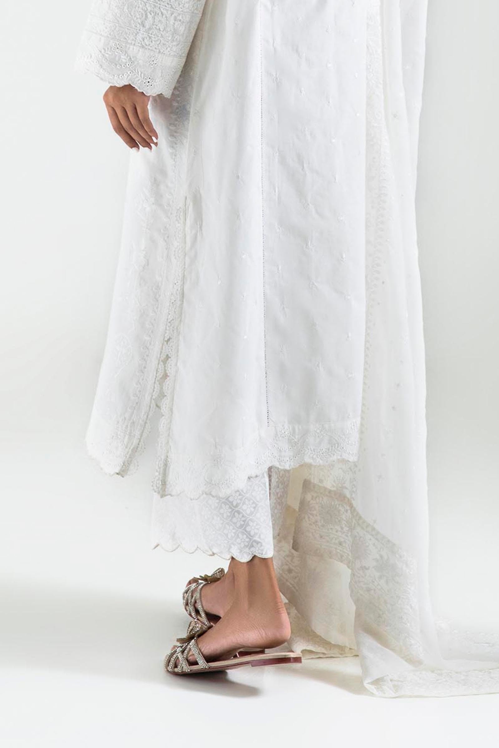 Stitched White Culotte Secondary image