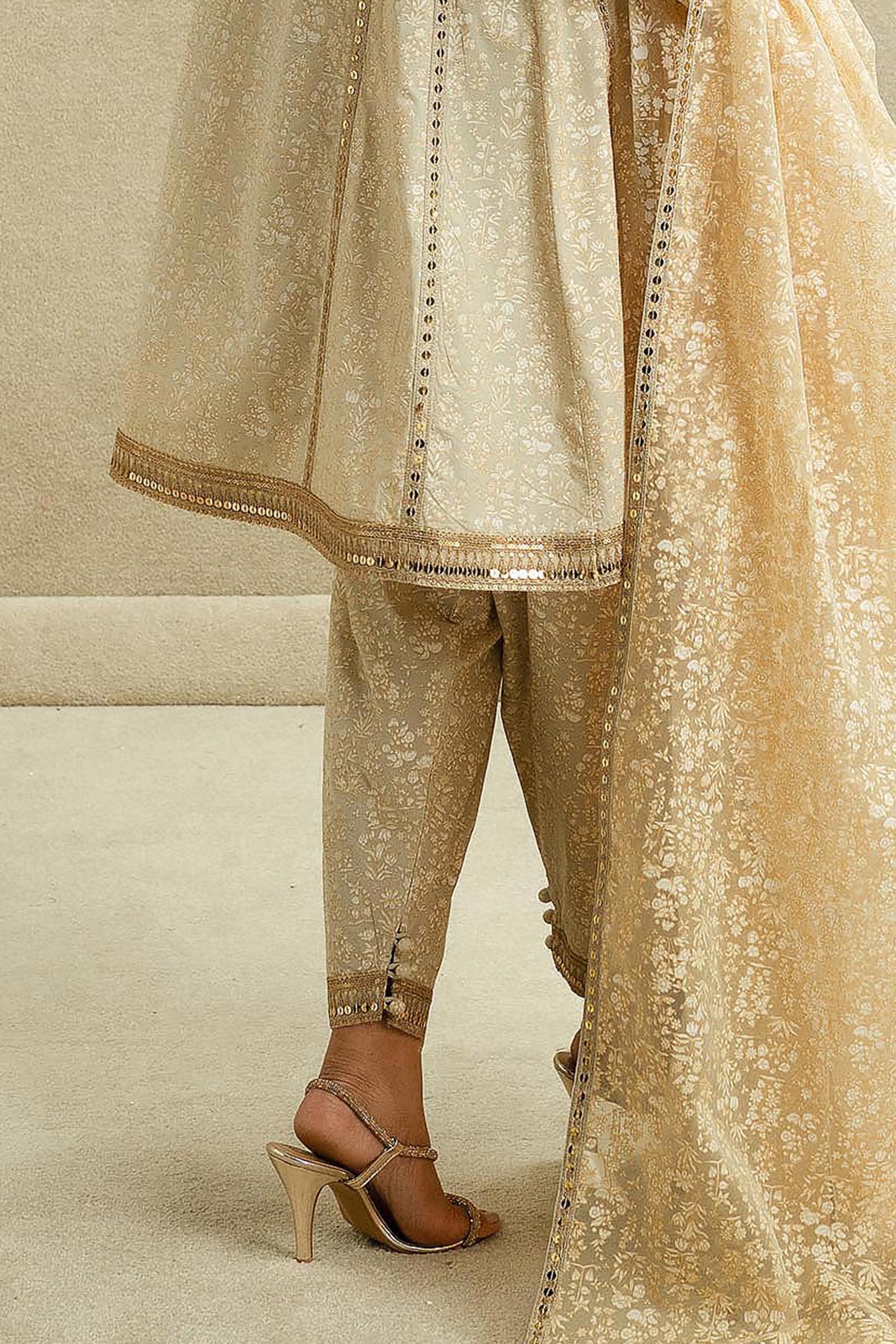 Stitched Beige Shalwar Secondary image