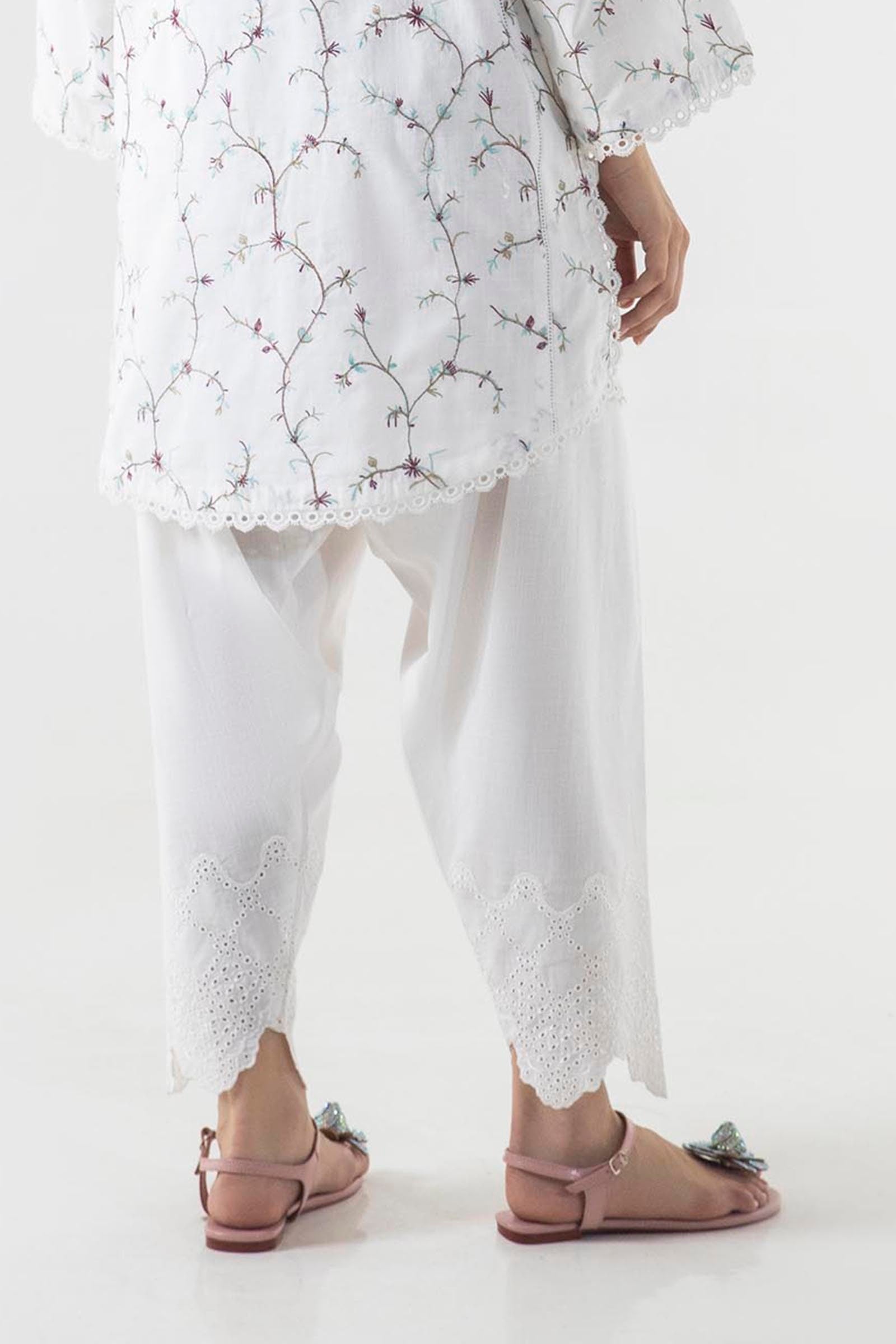 Stitched Off White Shalwar Secondary image