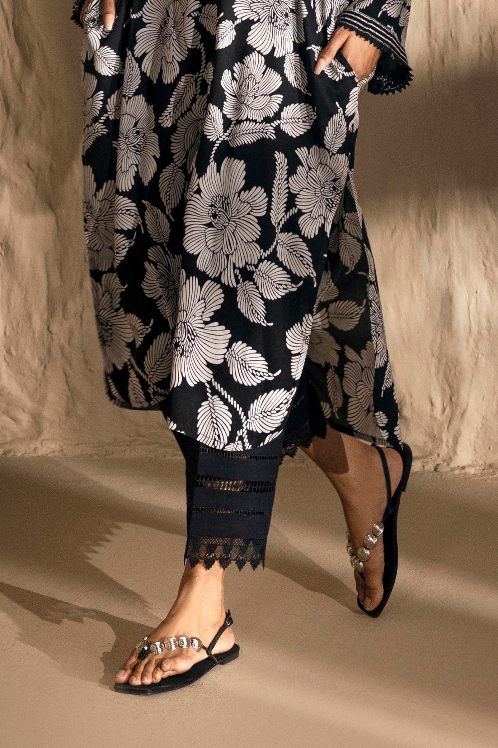 Stitched Black Culotte Main image