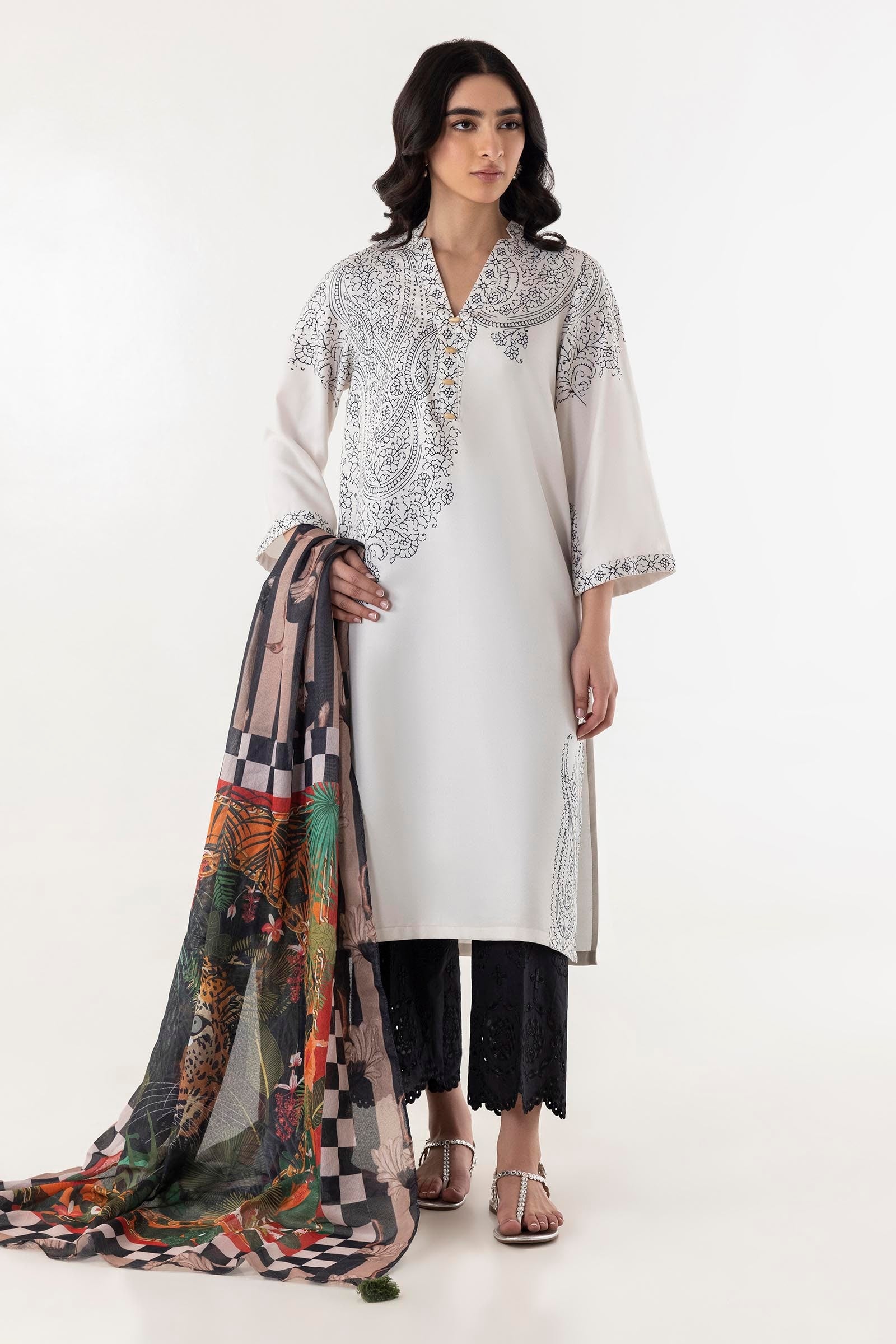 Stitched Blended Jacquard Printed Shirt