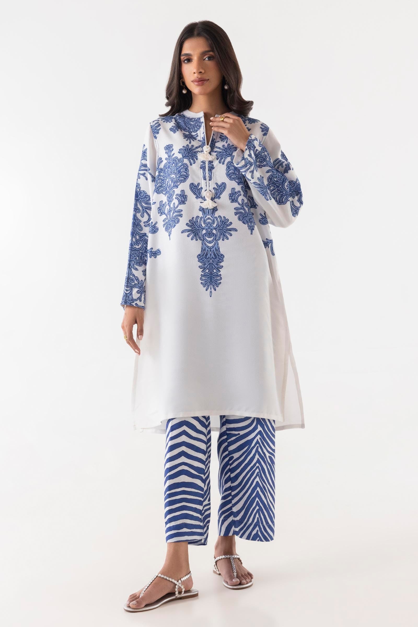 Stitched Blended Jacquard Shirt + Culotte