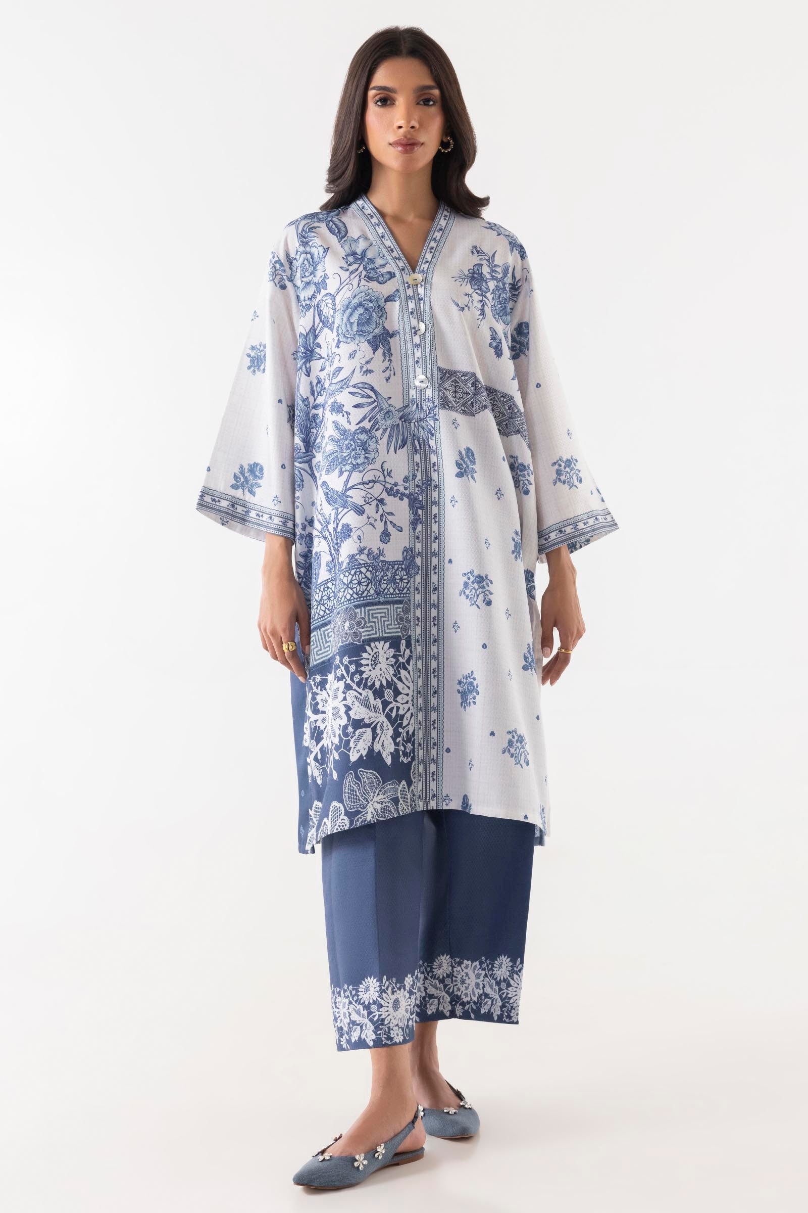 Stitched Blended Jacquard Shirt + Culotte