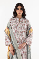 Stitched Paisely Printed Linen Shirt + Dupatta