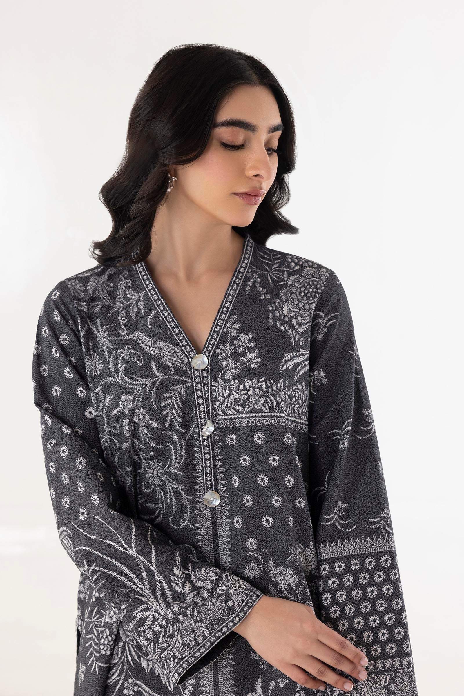Stitched Charcoal Printed Shirt + Dupatta Secondary image