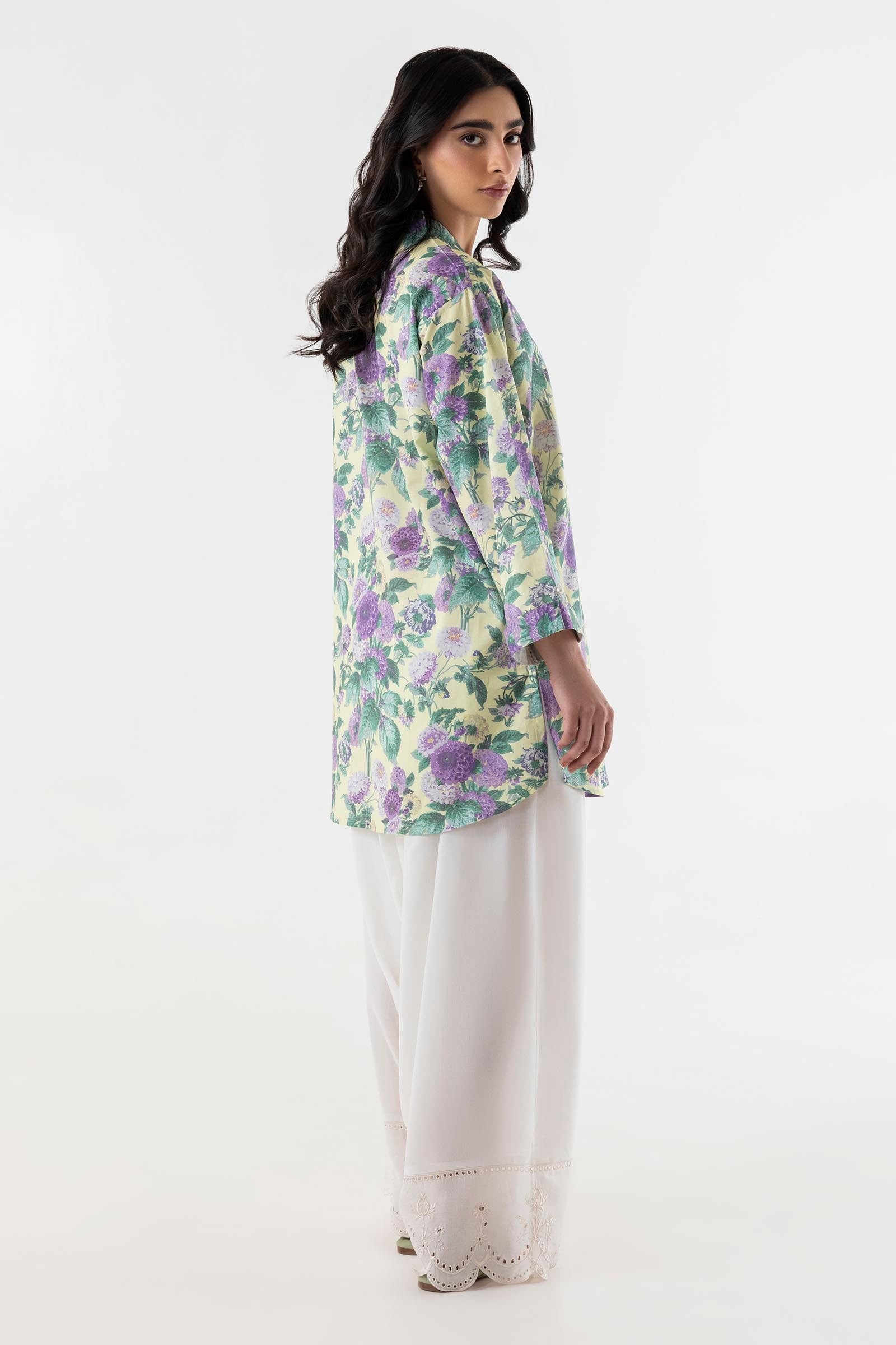 Stitched Floral Printed Lawn Shirt Secondary image