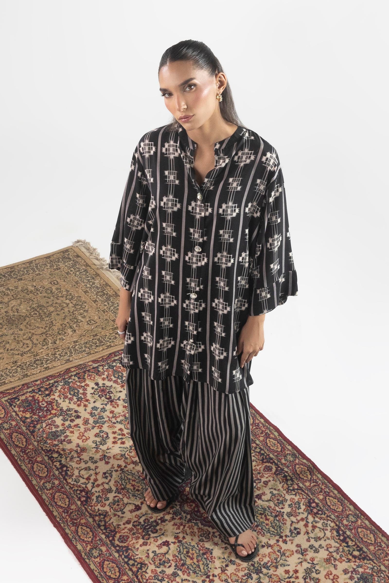 Stitched Linen Shirt + Shalwar