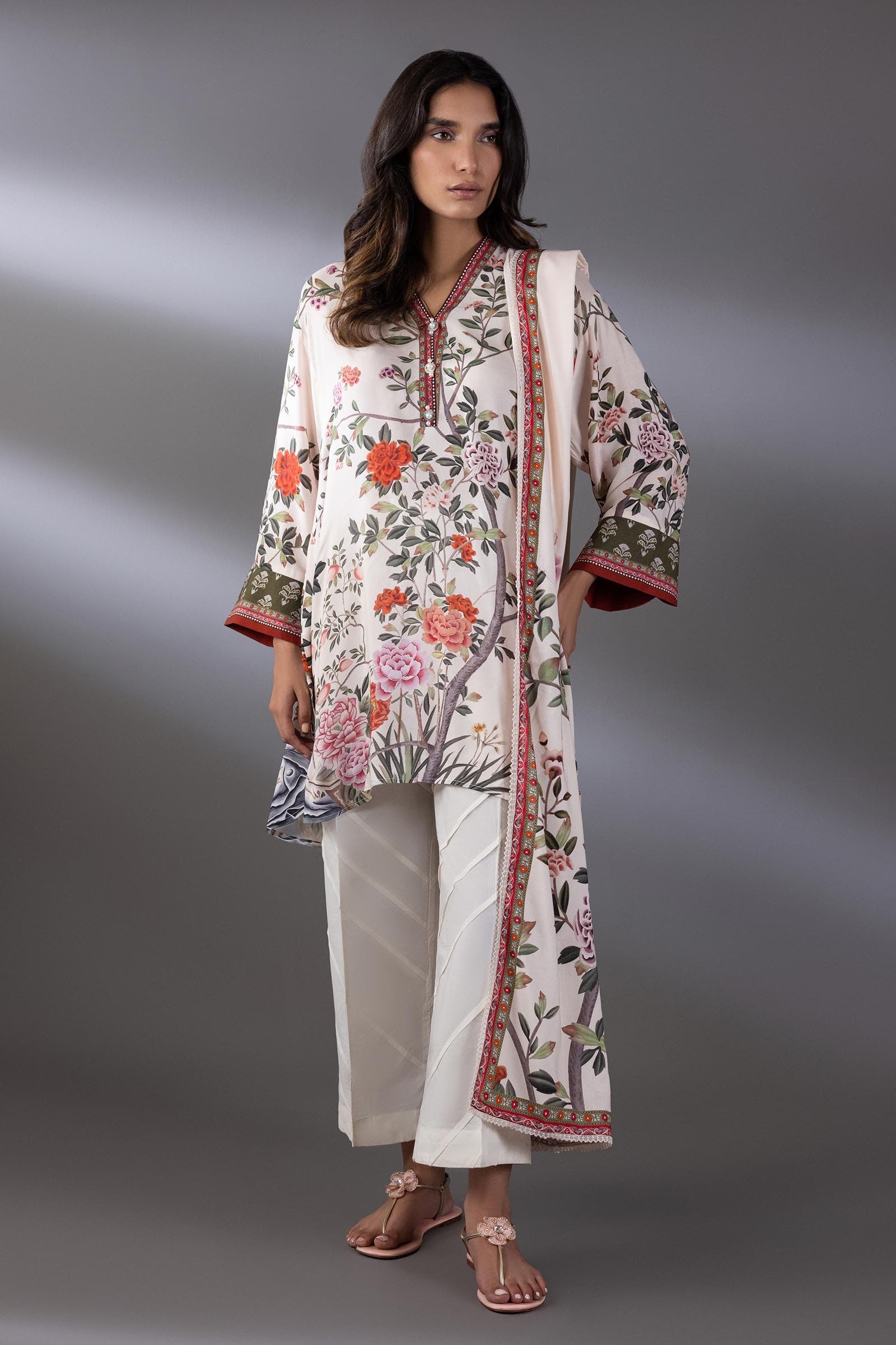 Stitched Digital Printed Linen Shirt + Dupatta Main image