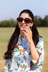 Stitched Floral Printed Cambric Shirt + Bottom