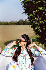 Stitched Floral Printed Cambric Shirt + Bottom