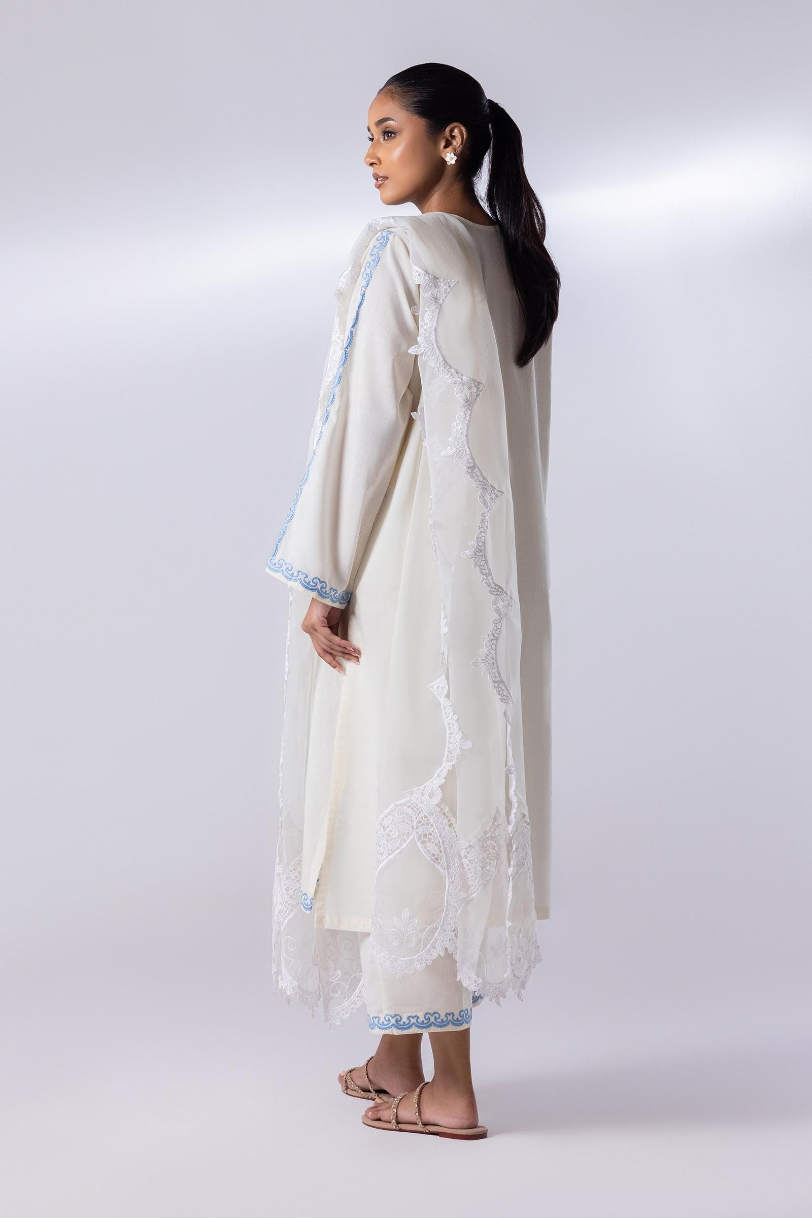 Stitched Lawn Embroidered Shirt + Culotte