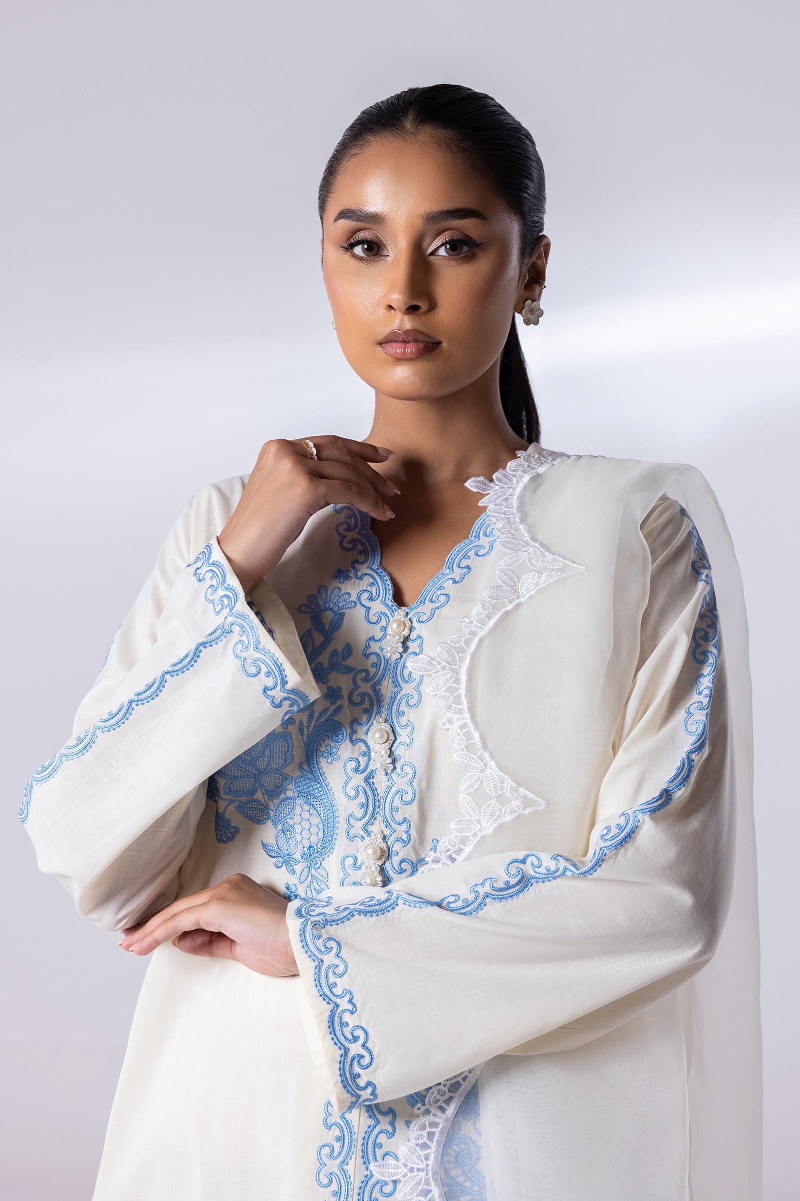 Stitched Lawn Embroidered Shirt + Culotte Secondary image
