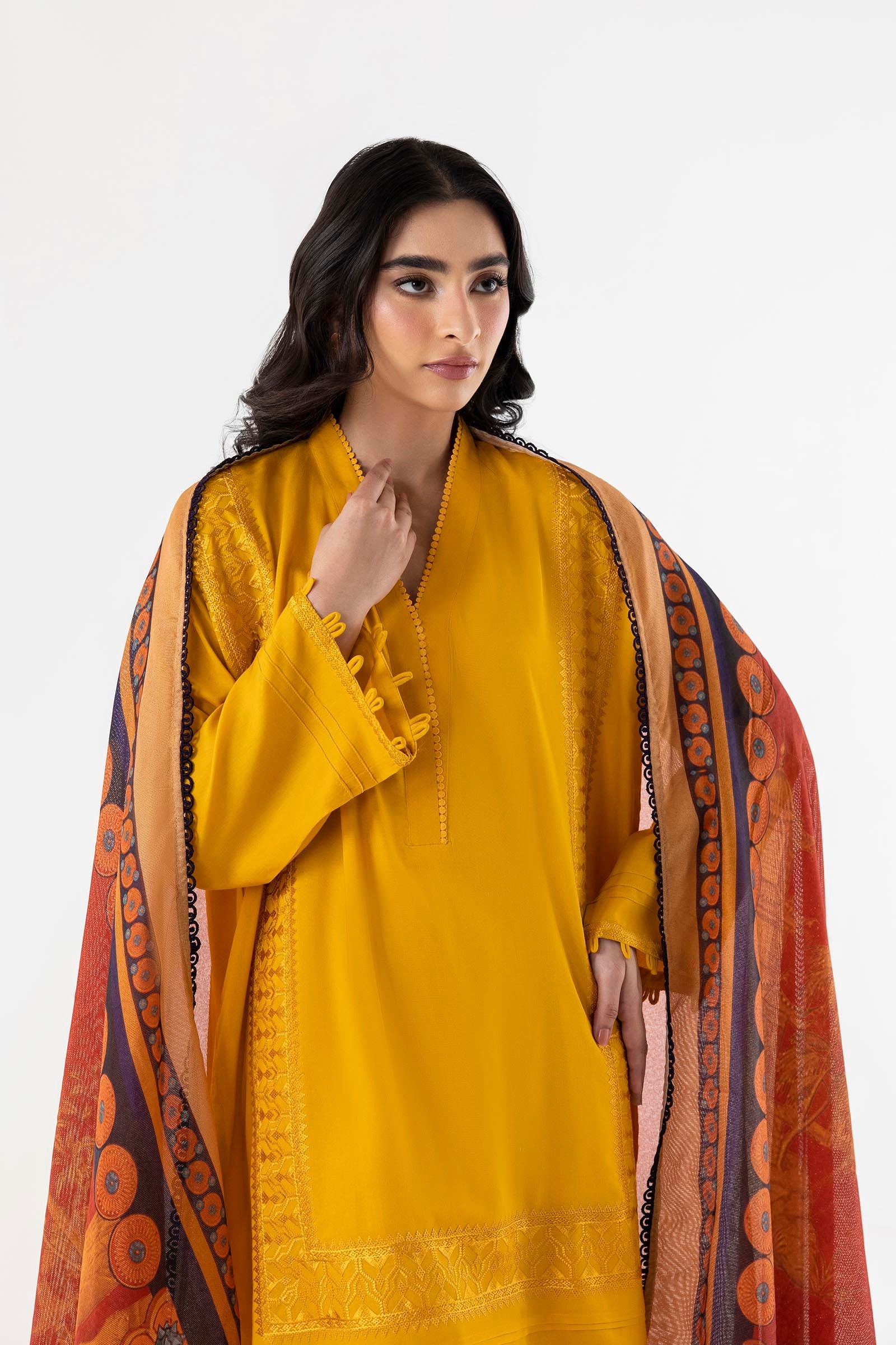 Stitched Linen Boxy Shirt Secondary image