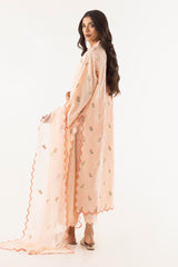 Stitched Embroidered Lawn Shirt + Culotte + Dupatta