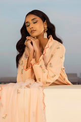 Stitched Embroidered Lawn Shirt + Culotte + Dupatta