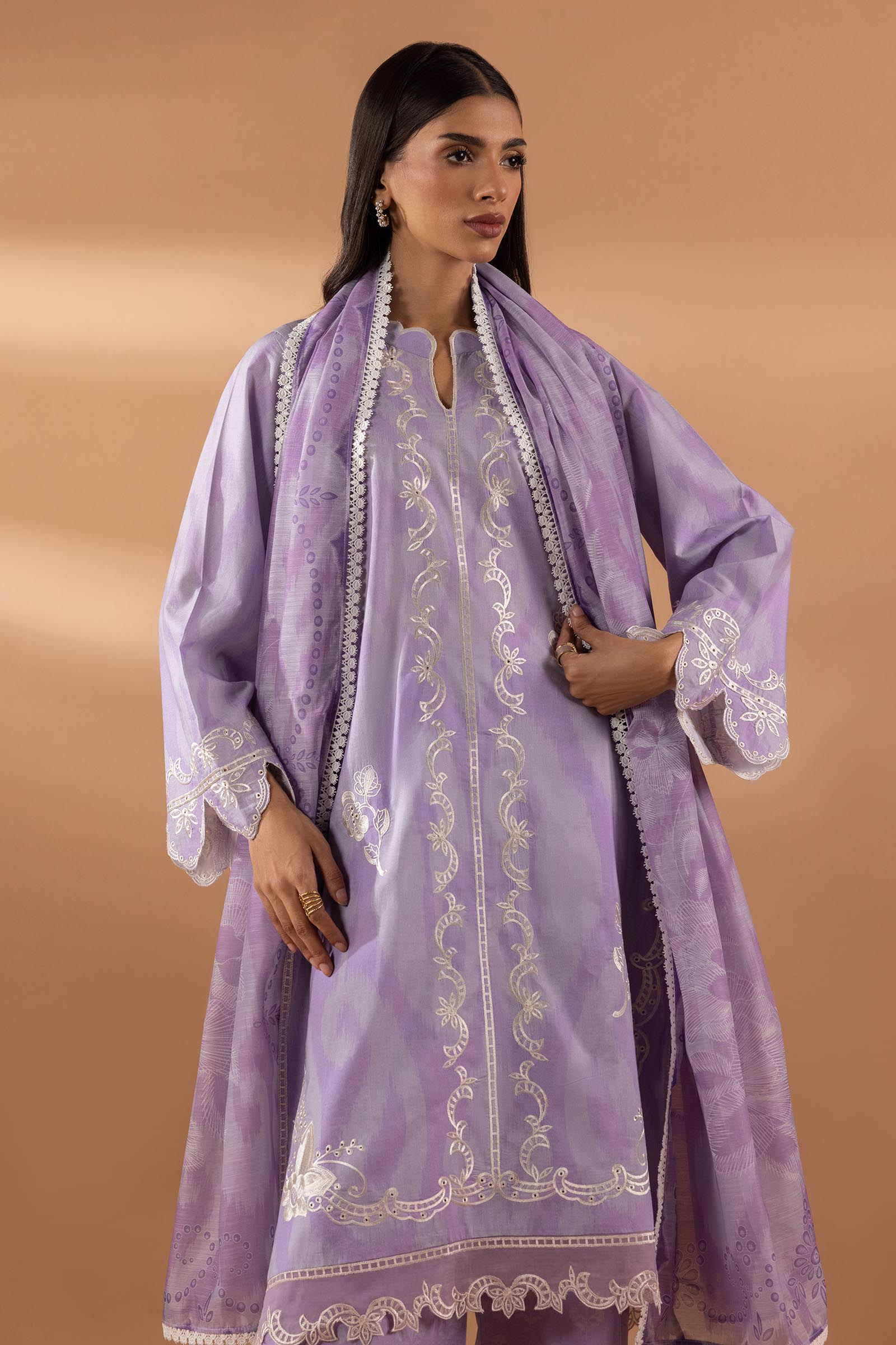 Stitched Lawn Embroidered Shirt + Culotte + Dupatta Secondary image