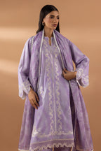 Stitched Lawn Embroidered Shirt + Culotte + Dupatta