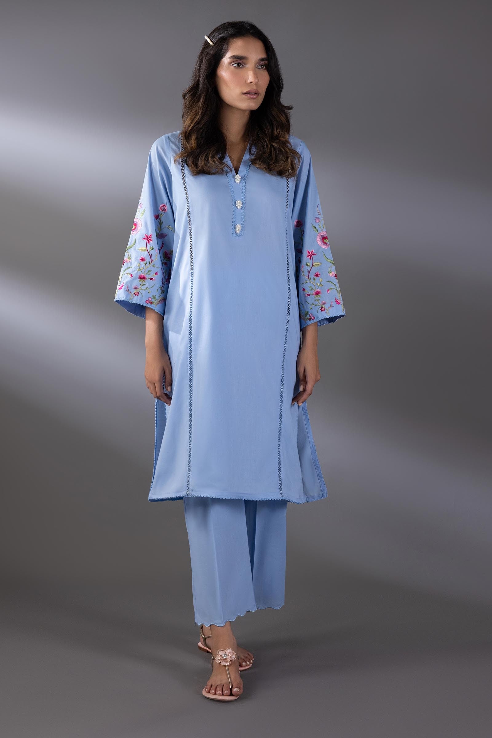 Stitched Lawn Embroidered Shirt + Culotte Main image