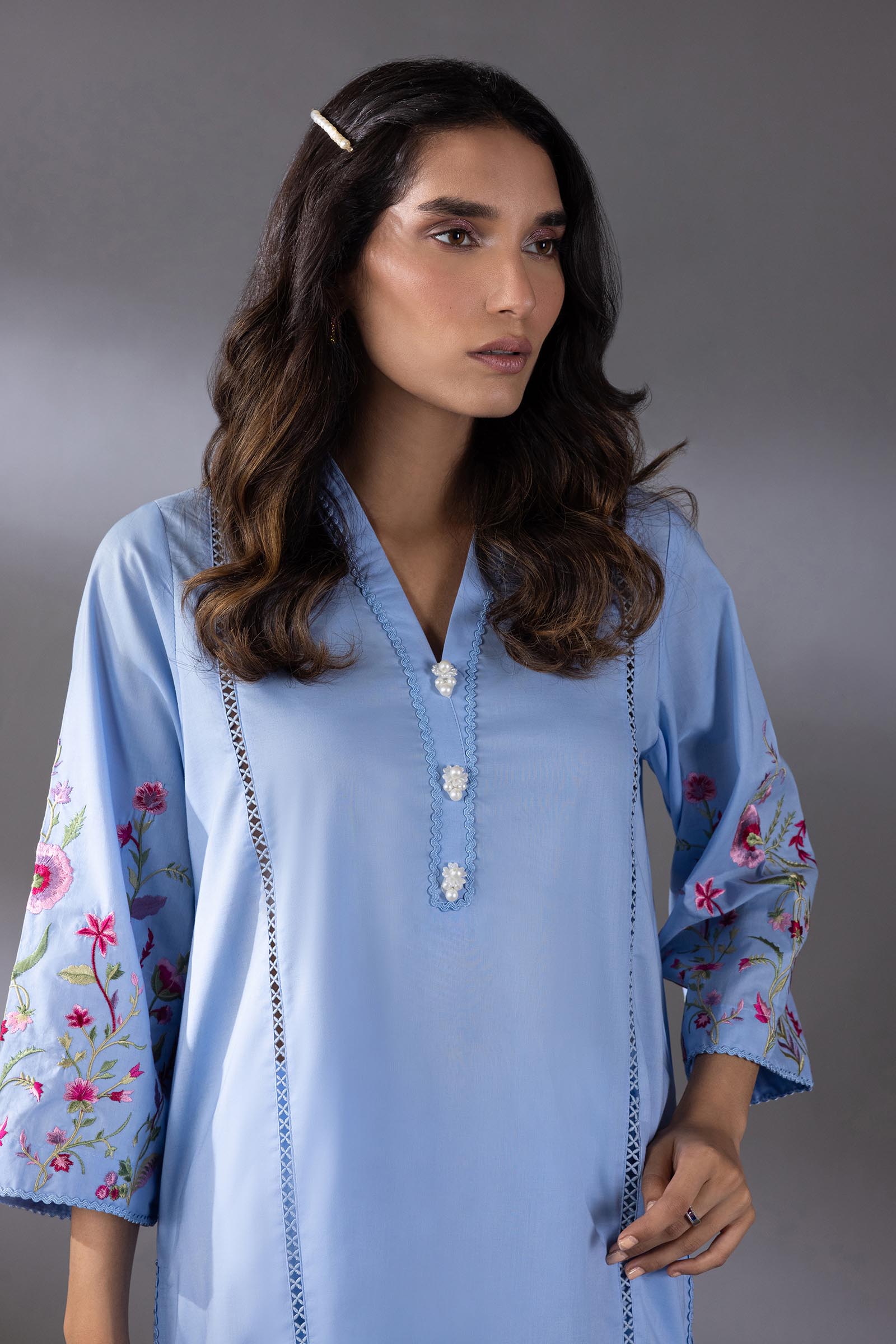 Stitched Lawn Embroidered Shirt + Culotte Secondary image