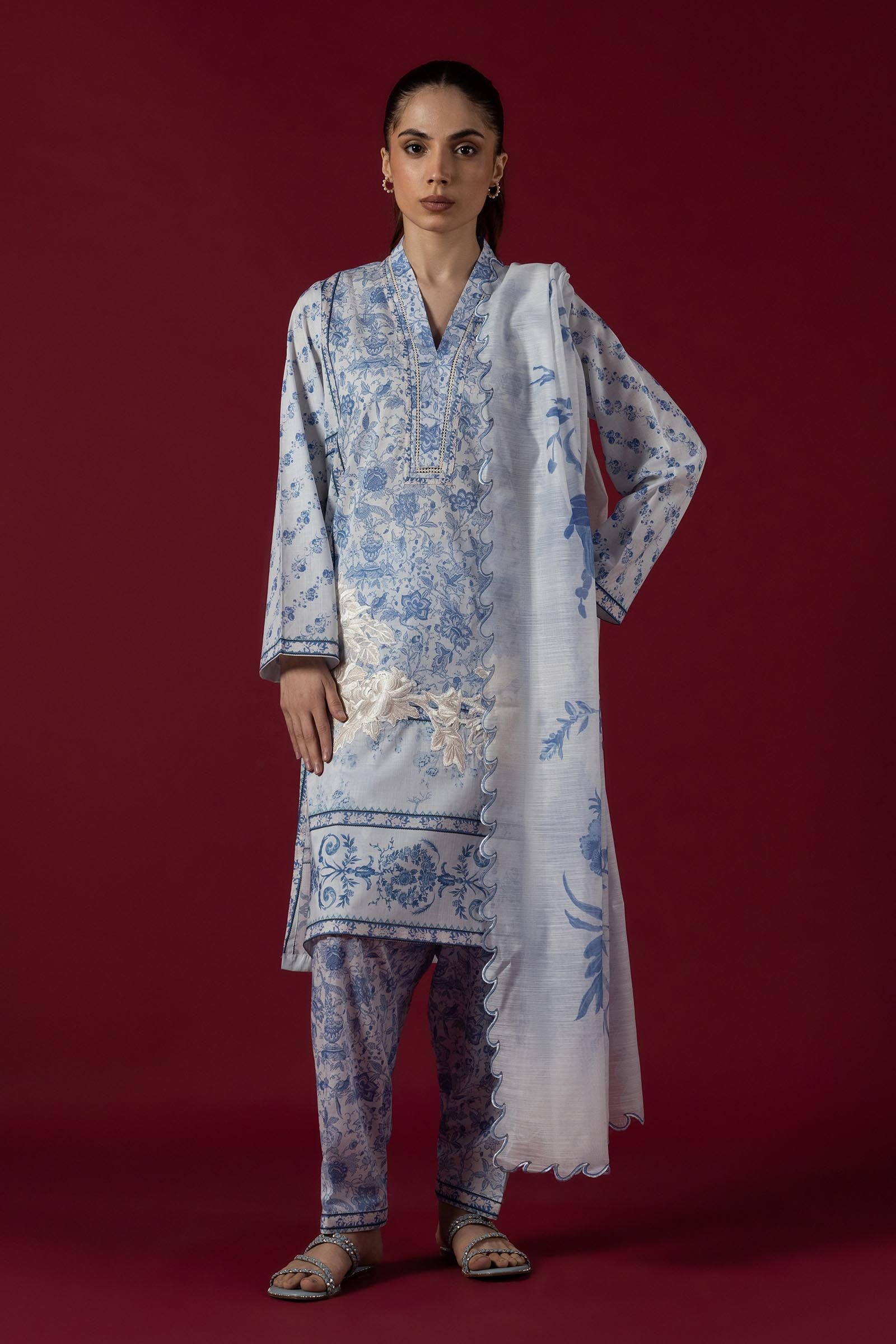 Stitched Lawn Embroidered Shirt Main image