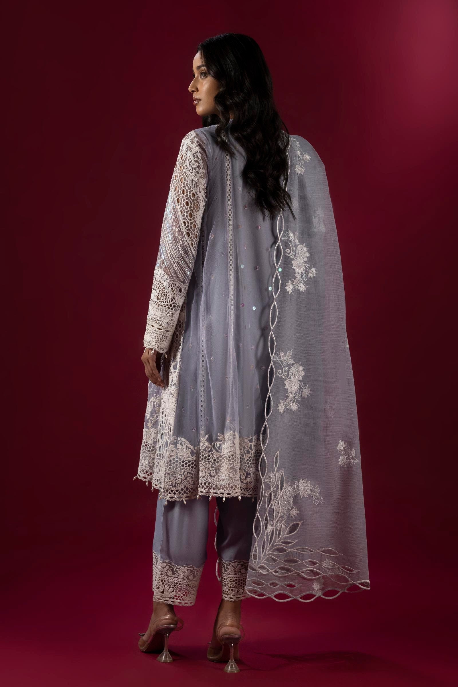 Stitched Embroidered Raw Silk Culotte