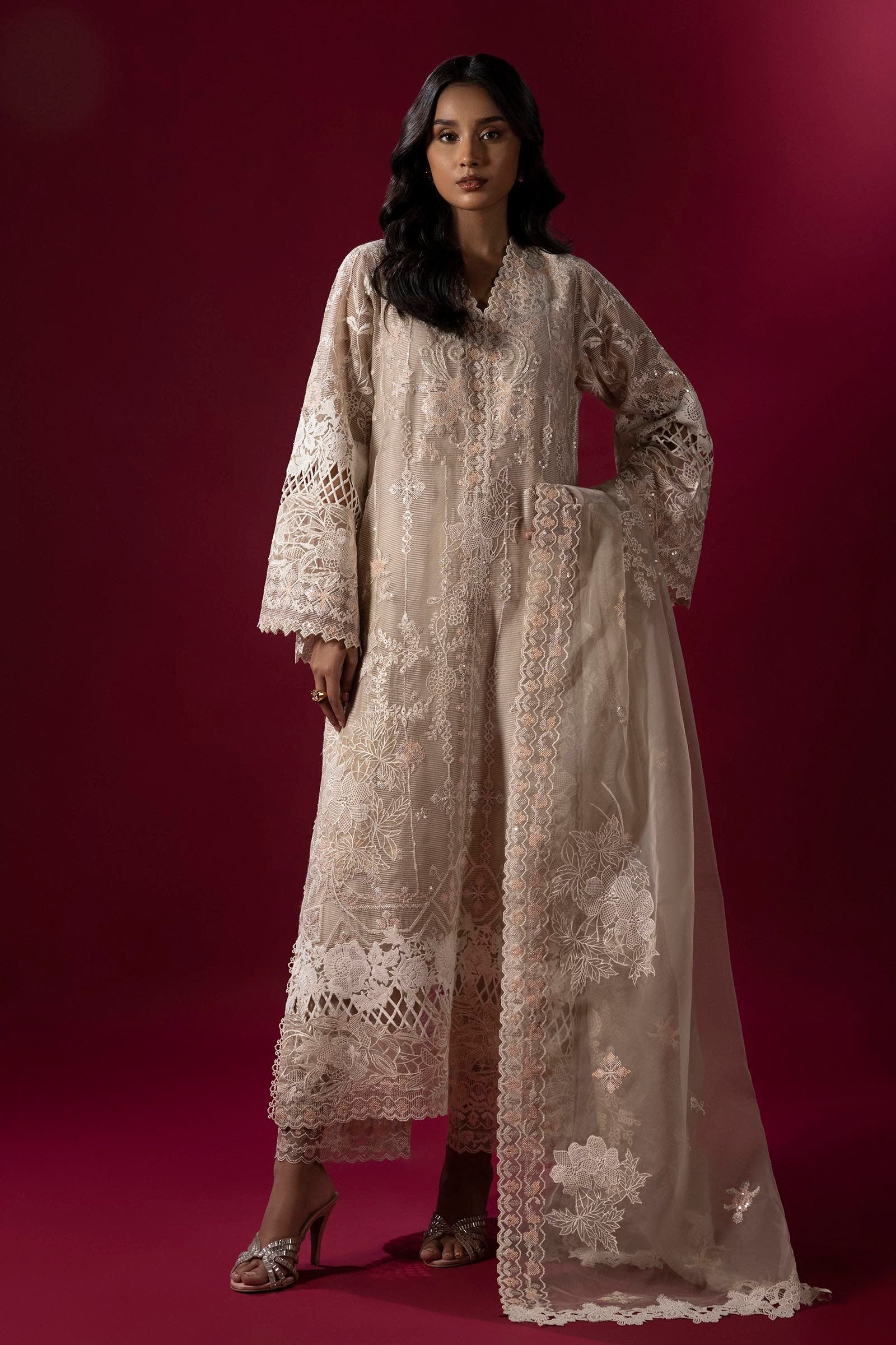 Stitched Embroidered Cotton Shirt + Bottom Main image