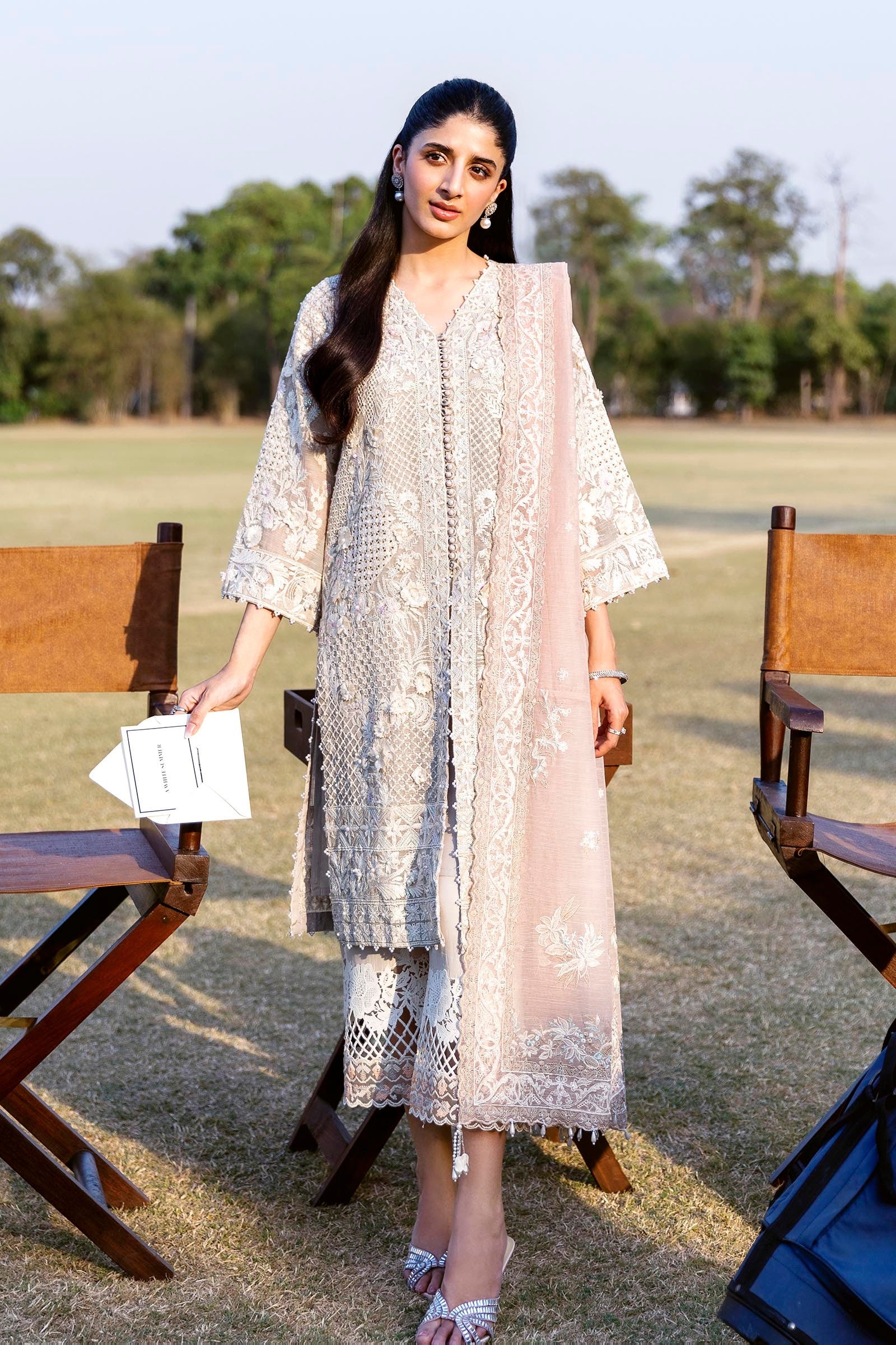 Stitched Embroidered Cotton Shirt + Culotte + Dupatta Main image