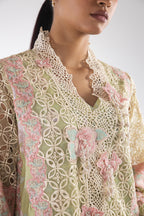 Stitched Embroidered Organza Suit