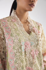 Stitched Embroidered Organza Suit