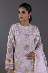Stitched Organza Embroidered Shirt + Plazo + Dupatta