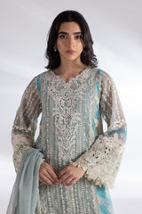 Stitched Khaddi Net Embroidered Suit