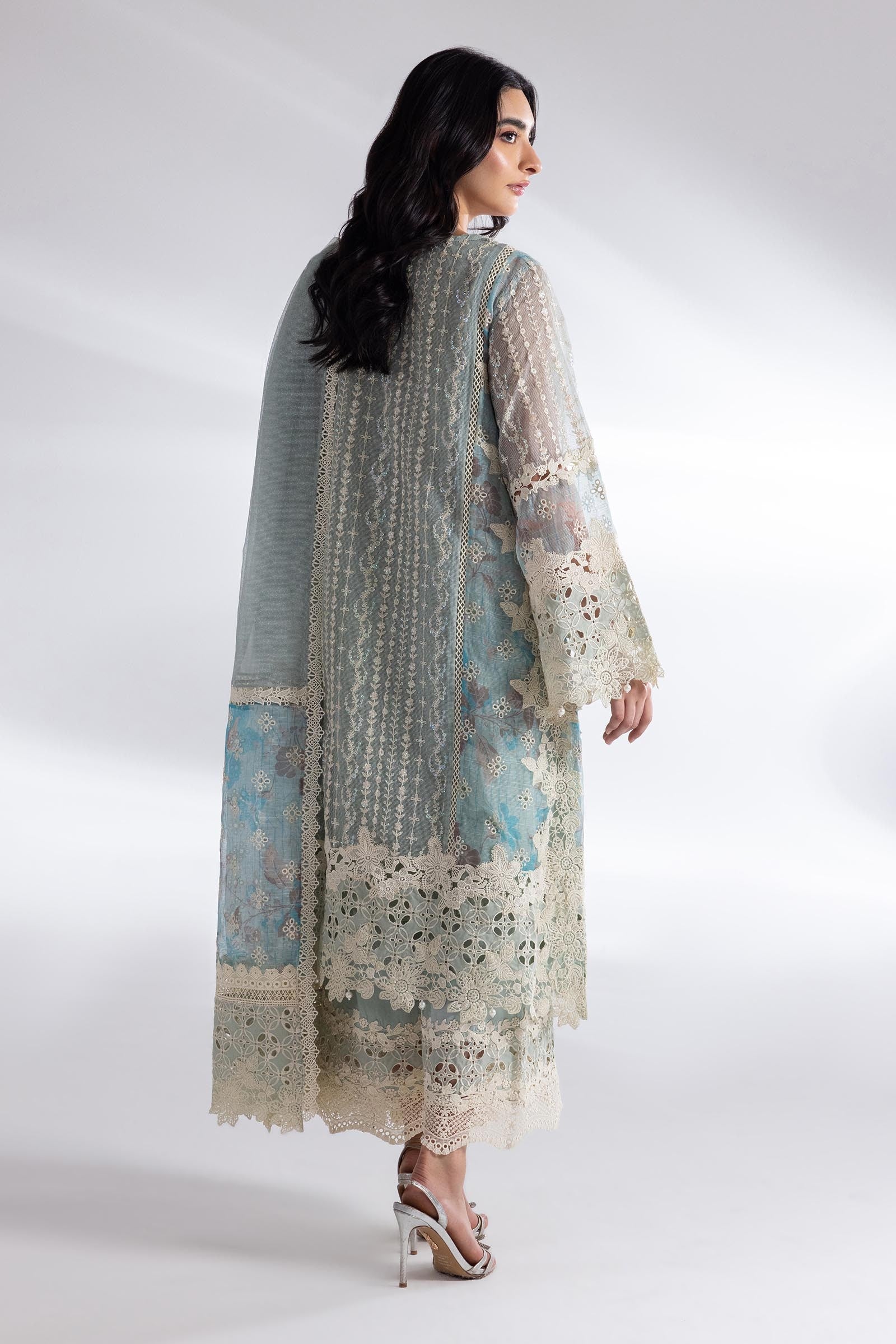 Stitched Khaddi Net Embroidered Suit Secondary image