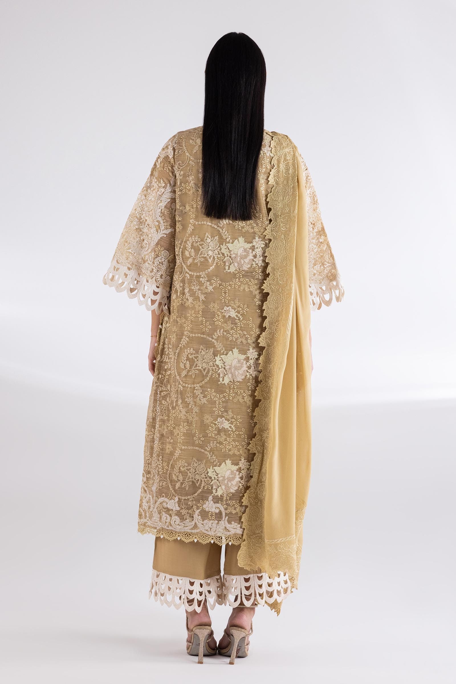 Stitched Embroidered Cotton Slub + Bottom