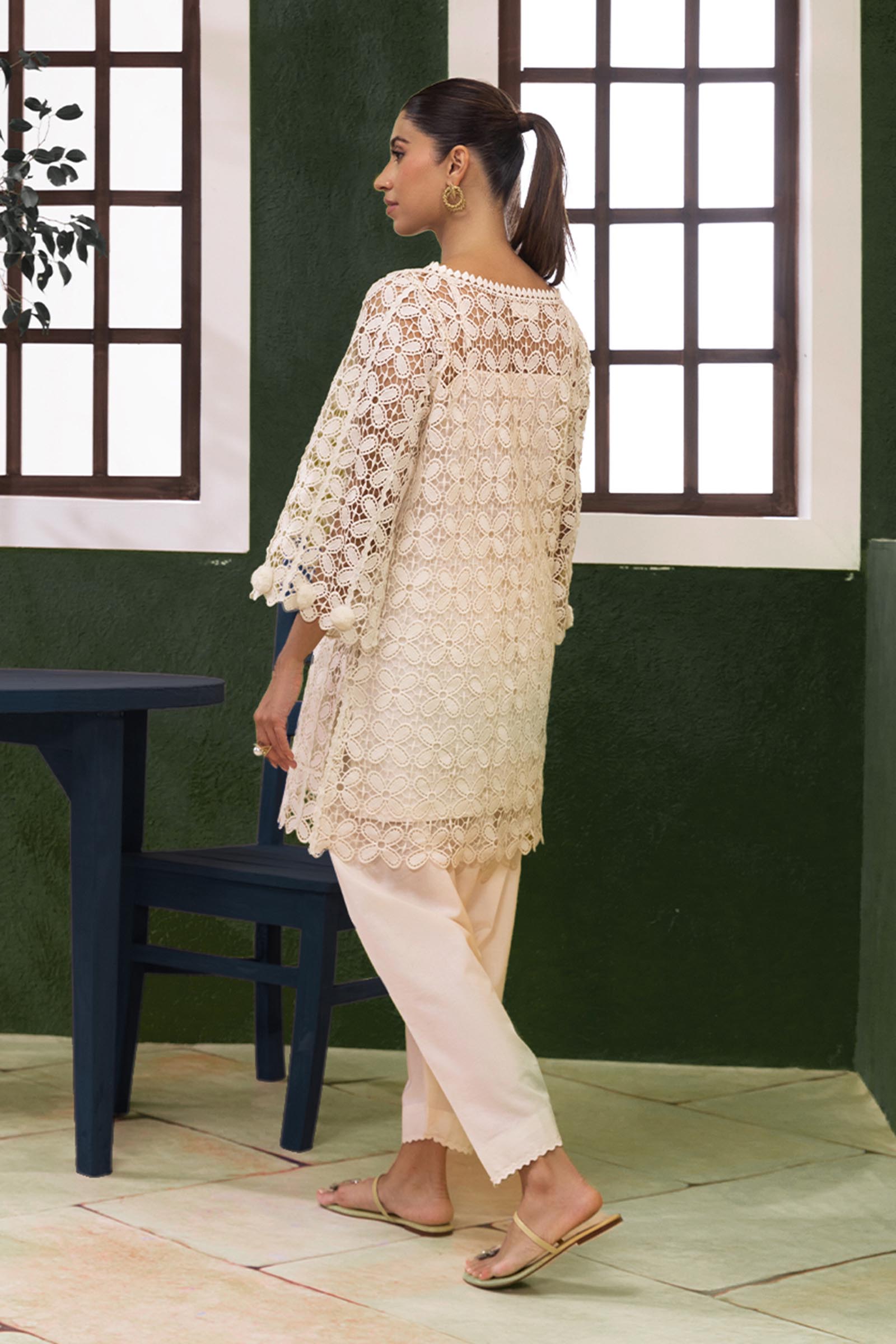Stitched Luxury Off White Cutwork Shirt + Shalwar Secondary image