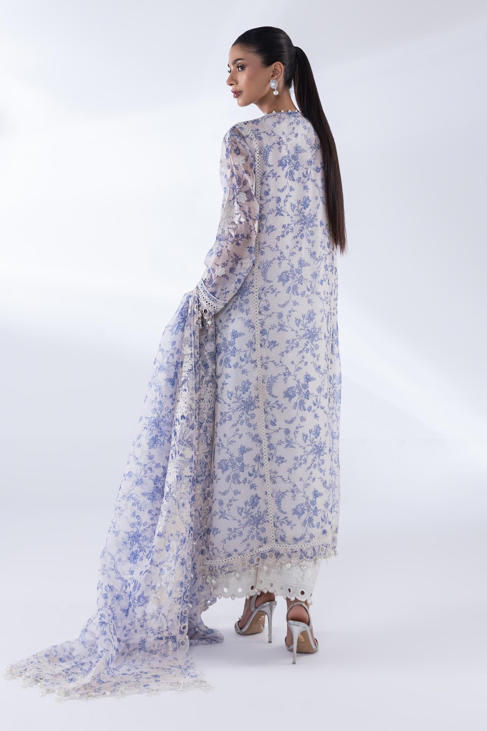 Stitched Embroidered Floral Shirt + Bottom + Dupatta Secondary image