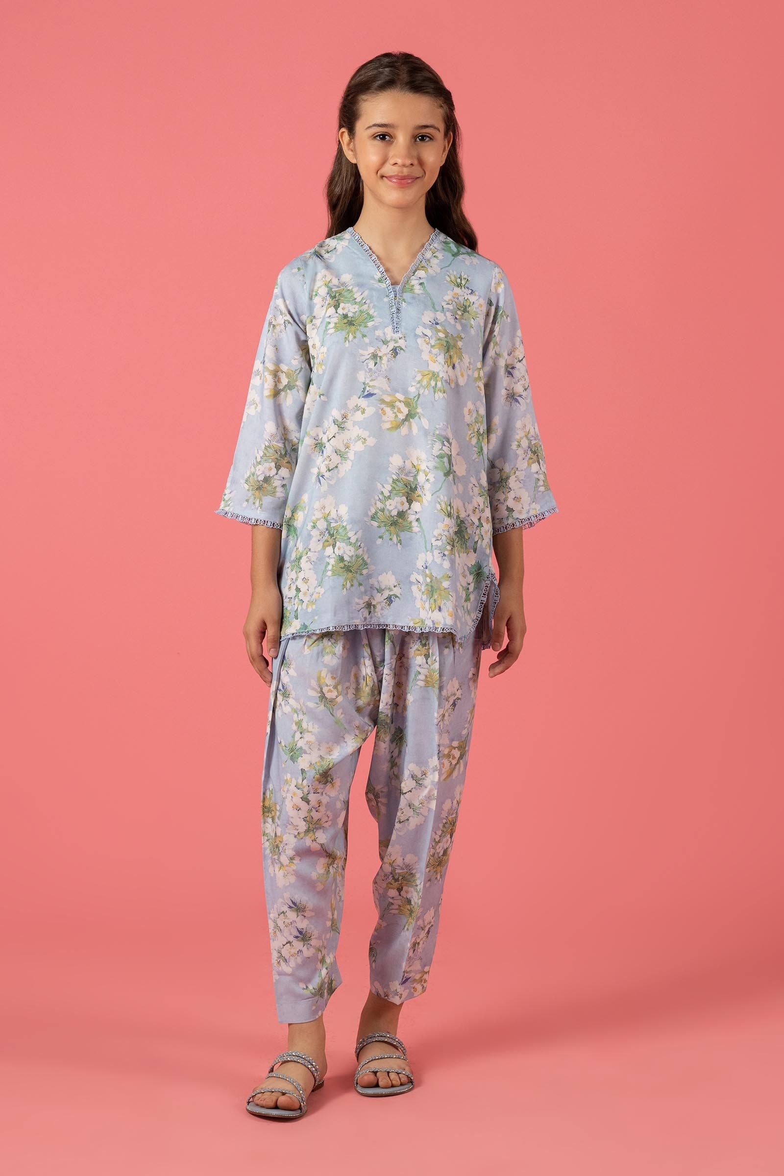 Sttiched Kids Linen Printed Shirt + Shalwar Main image