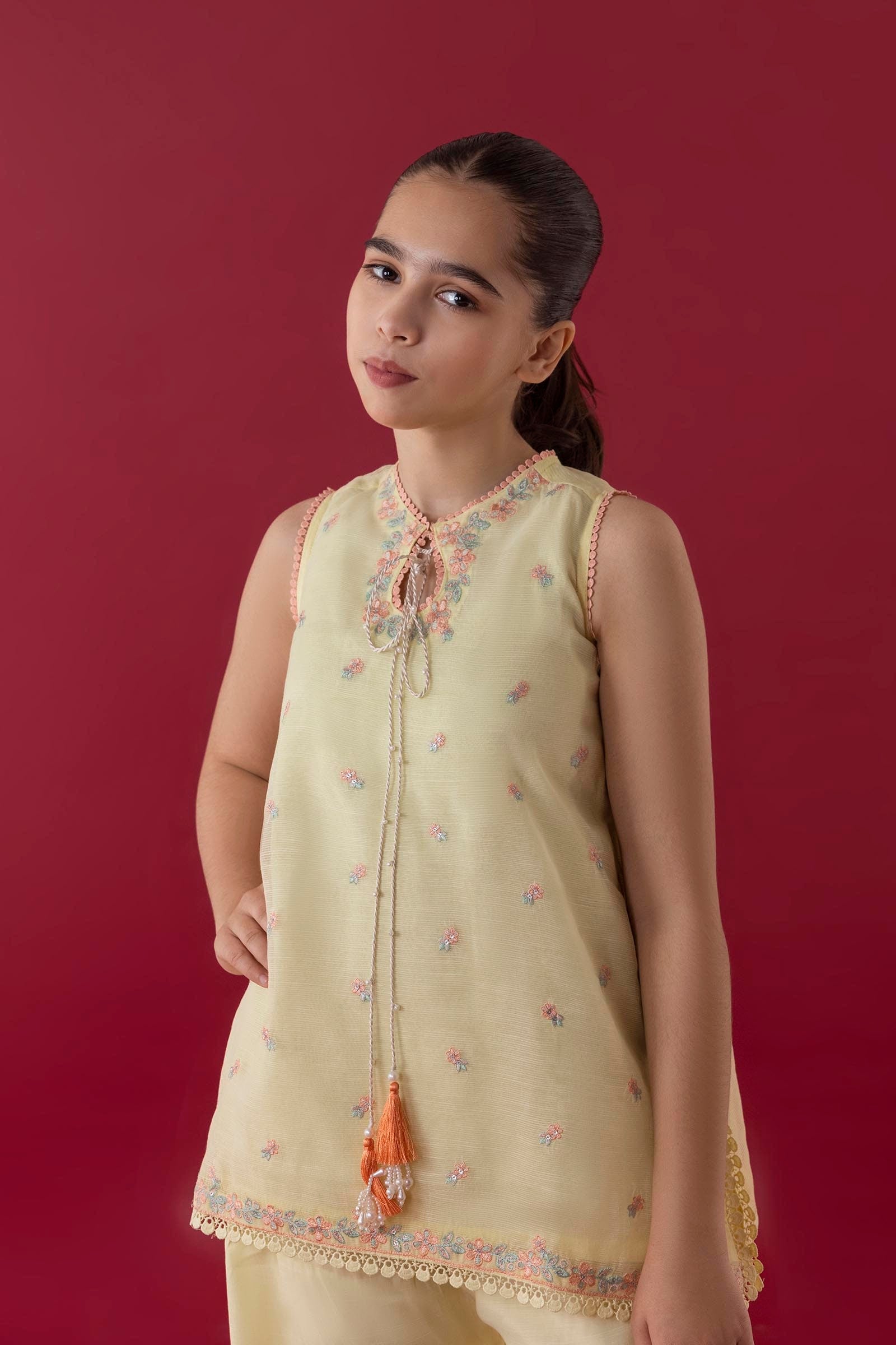 Stitched Kids Slub Embroidered Shirt + Bottom Secondary image