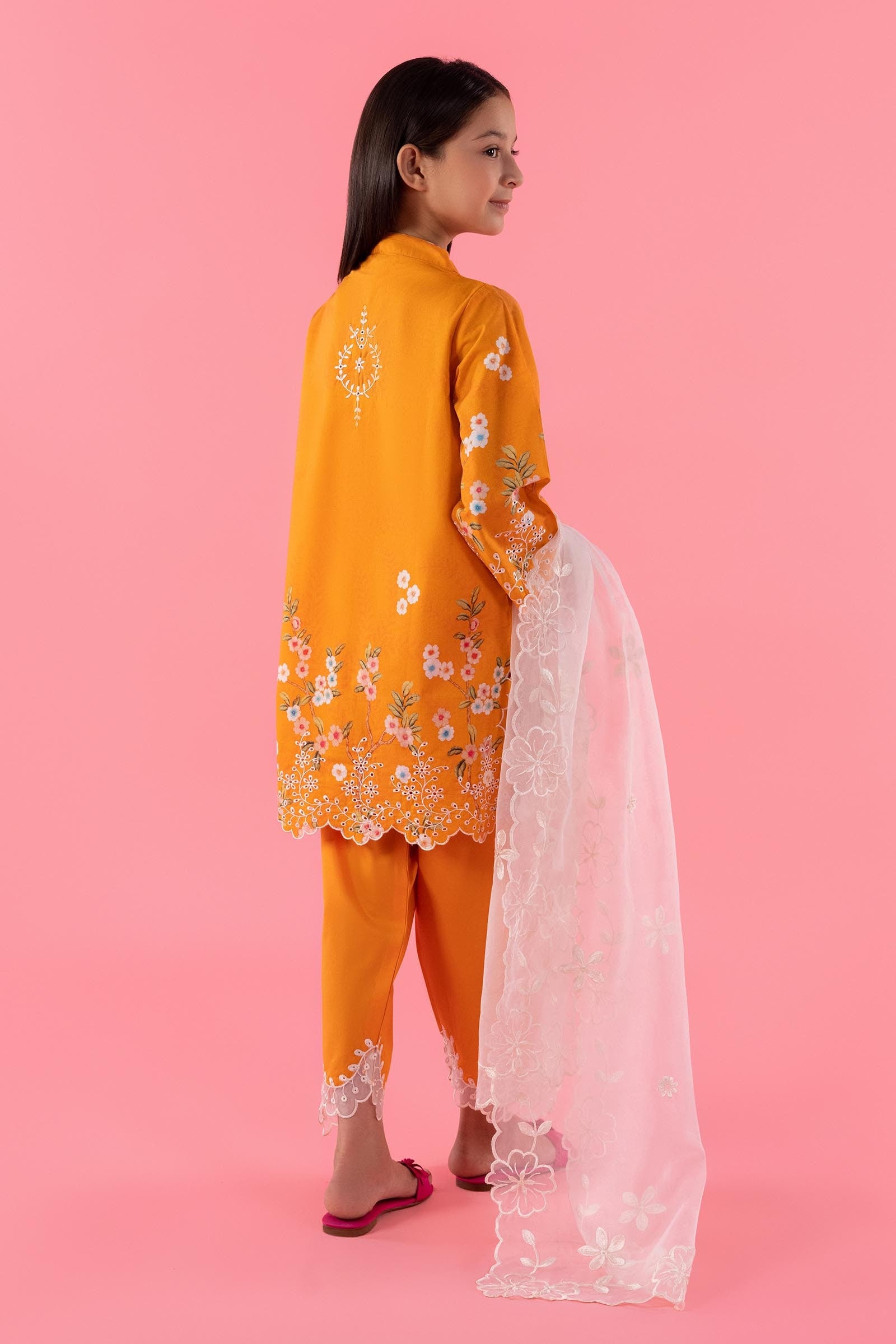 Stitched Kids Embroidered Lawn Shirt + Shalwar + Dupatta Secondary image