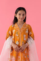 Stitched Kids Embroidered Lawn Shirt + Shalwar + Dupatta