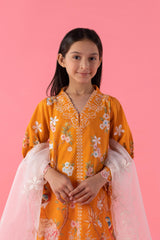 Stitched Kids Embroidered Lawn Shirt + Shalwar + Dupatta
