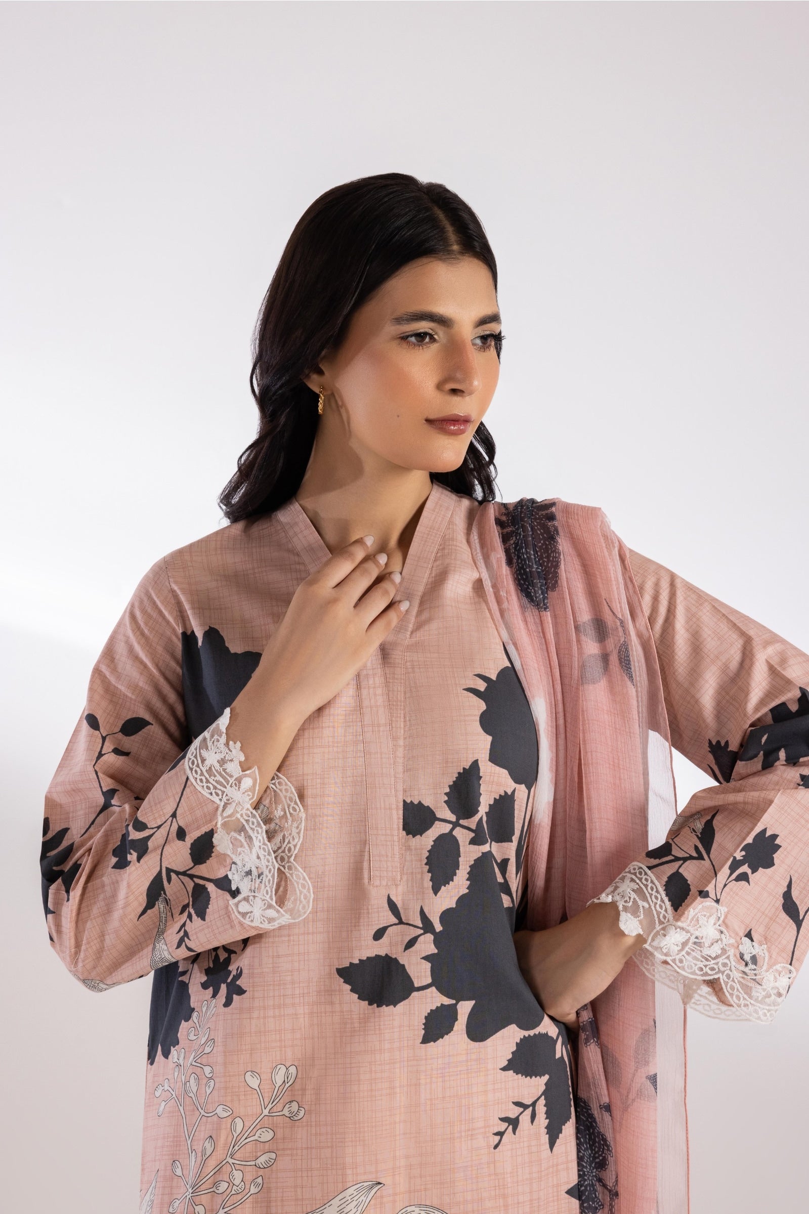 Stitched Mahay Lawn Shirt + Dupatta Secondary image