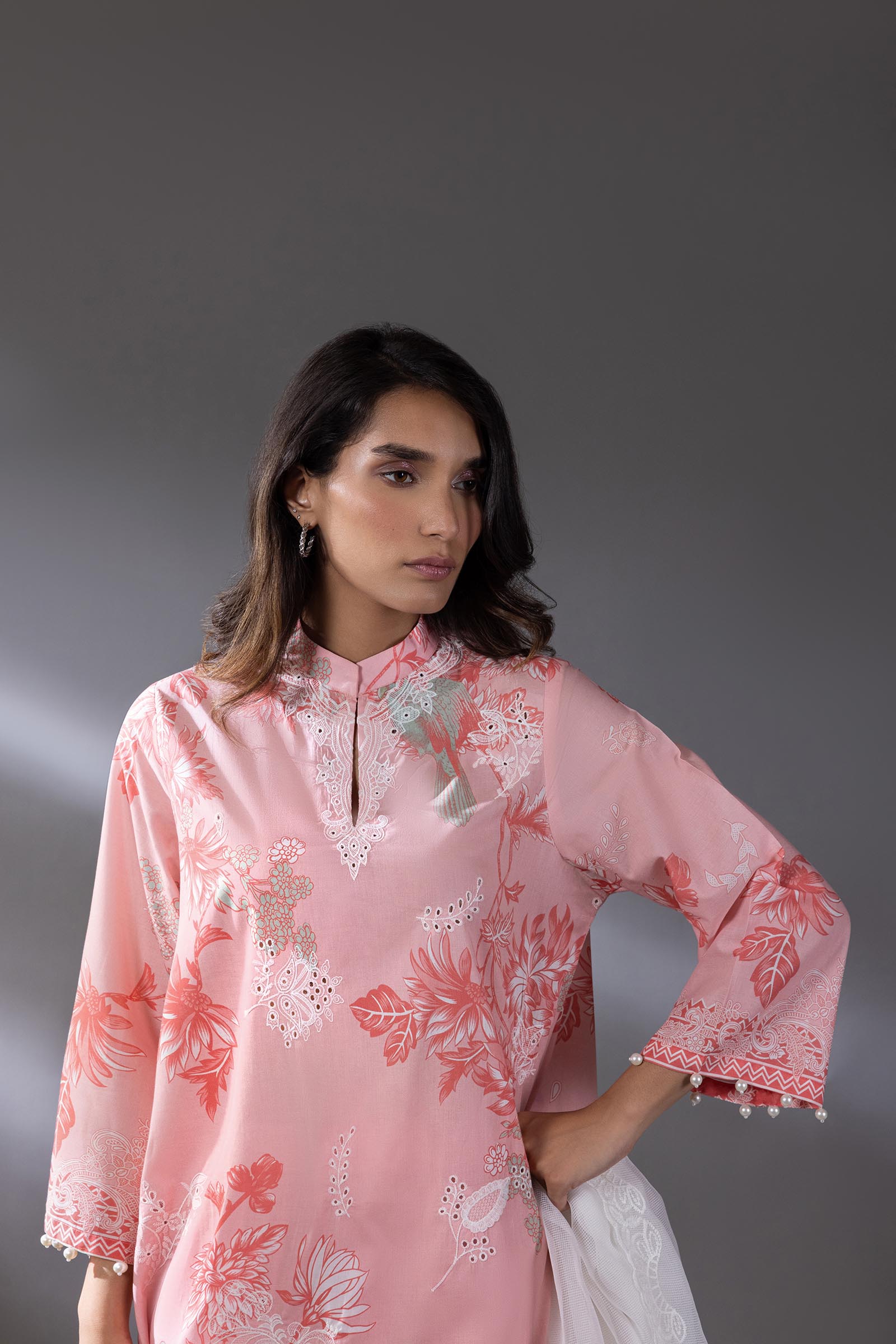Stitched Lawn Muzlin Suit Secondary image